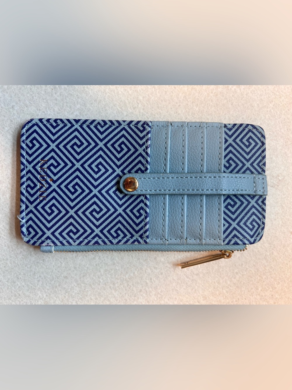 KEDZIE Light Blue & royal blue Essentials Only Zippered Wallet in “Greek to me”